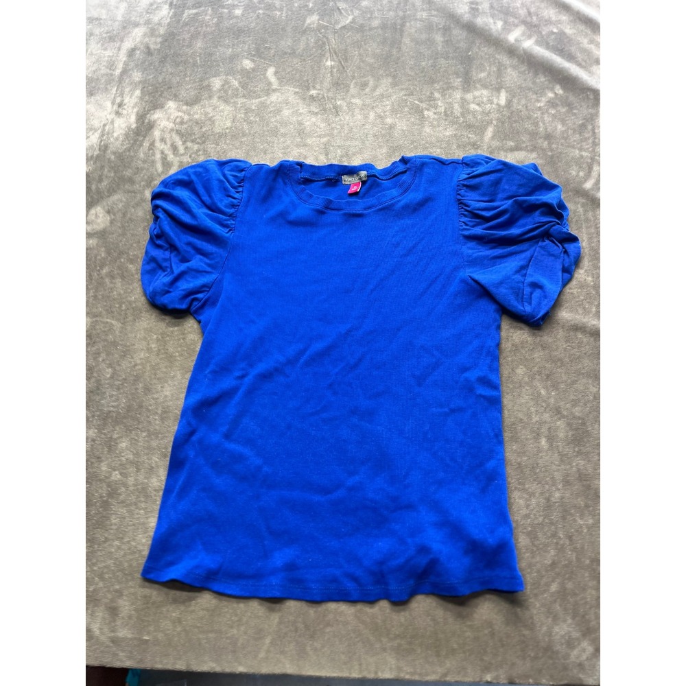Vince Camuto Royal Blue Ribbed Puff Sleeve T-Shirt‎ Top Mens XL